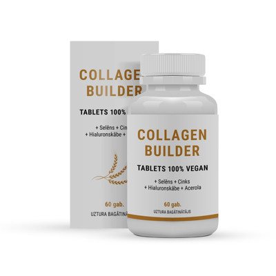 COLLAGEN BUILDER VEGAN SU CINKU, SELENU, HIALURONU IR ACEROLA, tabletės, N60