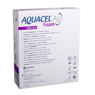 CONVATEC AQUACEL AG FOAM ADHESIVE, tvarstis, 10 vnt., 12.5 x 12.5 cm