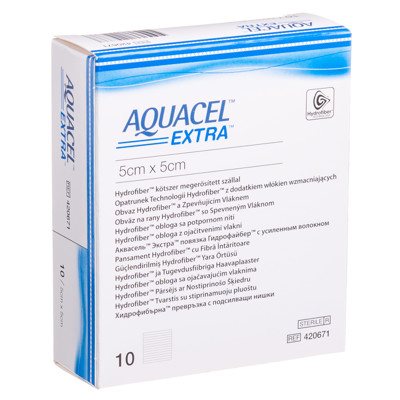 CONVATEC AQUACEL EXTRA, tvarstis, 10 vnt., 5 x 5 cm
