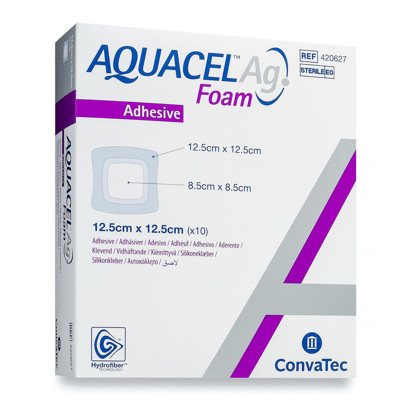 CONVATEC AQUACEL FOAM, lipnus tvarstis su silikonu, 10 vnt., 12.5 x 12.5 cm
