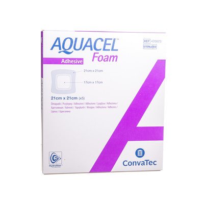 CONVATEC AQUACEL FOAM, lipnus tvarstis su silikonu, 5 vnt., 21 x 21 cm
