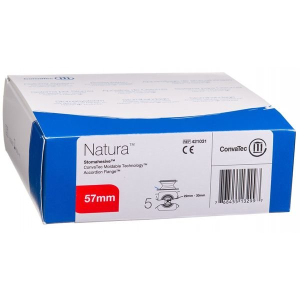 CONVATEC lygi plokštelė su pakeliamu žiedu NATURA, formuojama pirštais, 22-, 57 mm, 5 vnt., 33 mm