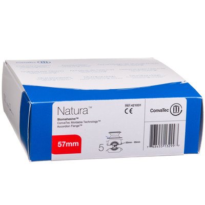 CONVATEC NATURA, 22-33/, plokštelė, lygi, pakeliamu žiedu, formuojama pirštais, 5 vnt., 57 mm