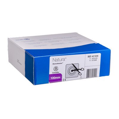 CONVATEC NATURA FLEXIBLE, išmatų rinktuvų plokštelė, kerpama, standi, 5 vnt., 100 mm