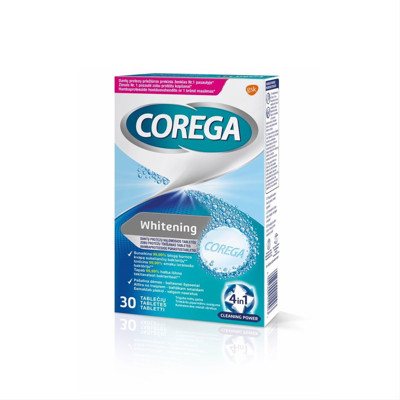 COREGA CLEANSERS DENTAL WHITE, dantų protezų valymo tabletės, 30 vnt