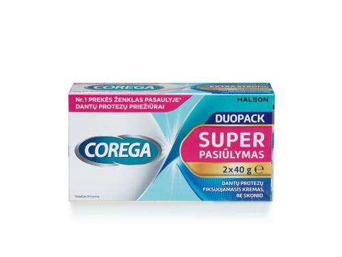 COREGA Extra Strong Flavourless fiksuojantis kremas be skonio, DuoPack, 2 x 40 g