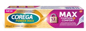 COREGA MAX Fixation and Comfort fiksuojamasis dantų protezų kremas, 40 g