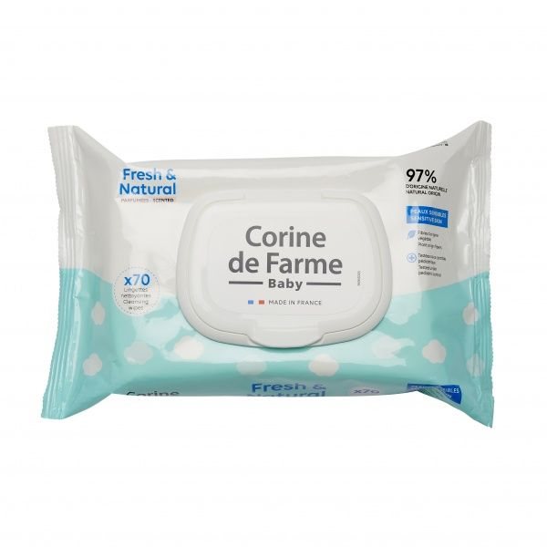 CORINE DE FARME drėgnos servetėlės FRESH & NATURAL, 70 vnt