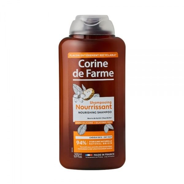 CORINE DE FARME šampūnas su taukmedžio sviestu NOURISHING SHAMPOO SHEA BUTTER, 500 ml