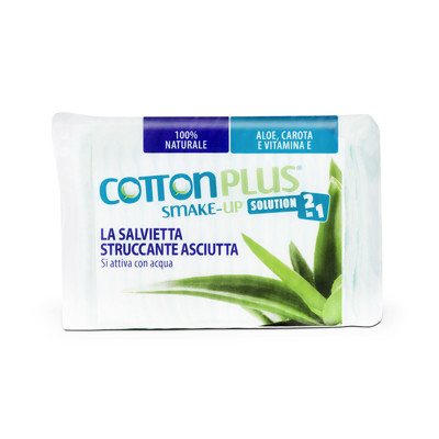 COTTON PLUS 2 IN 1 ALOE VERA MAXI, vatos lapeliai makiažui valyti su pieneliu, 40 vnt