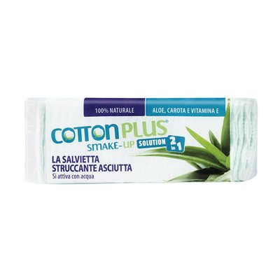 COTTON PLUS 2 IN 1 ALOE VERA MINI, vatos lapeliai makiažui valyti su pieneliu, 60 vnt