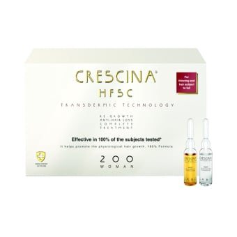 CRESCINA ampulių kompleksas moterų plaukų slinkimo stabdymui ir plaukų atauginimui TRANSDERMIC COMPLETE TREATMENT HFSC 200 (10+10), 20 ampulių