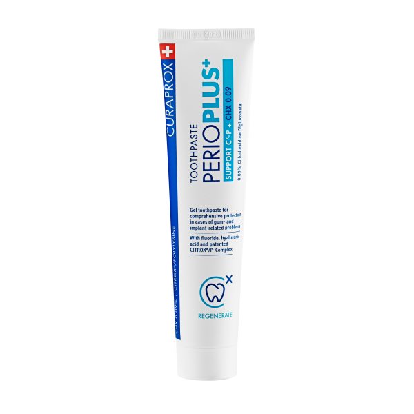 CURAPROX dantų pasta su 0.09% chlorheksidino ir hialurono rūgštimi Perio Plus+ Support, 75 ml