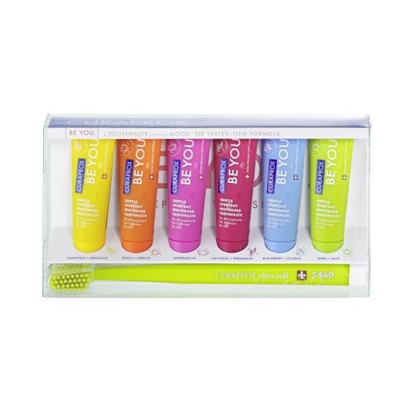 CURAPROX dantų pastų rinkinys BE YOU, su šepetėliu, x 10 ml, 6 vnt