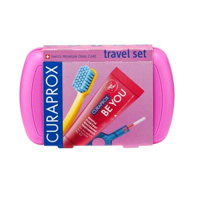 CURAPROX kelioninis rinkinys Travel Set, šviesiai rožinis