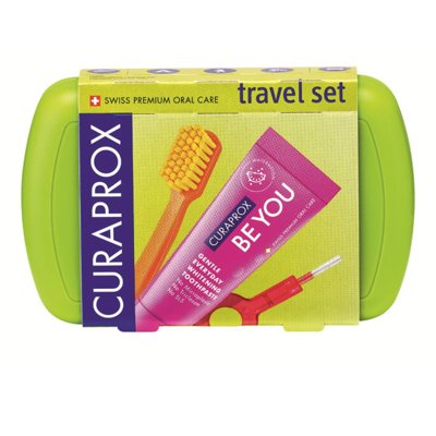 CURAPROX TRAVEL SET, kelioninis rinkinys, žalias