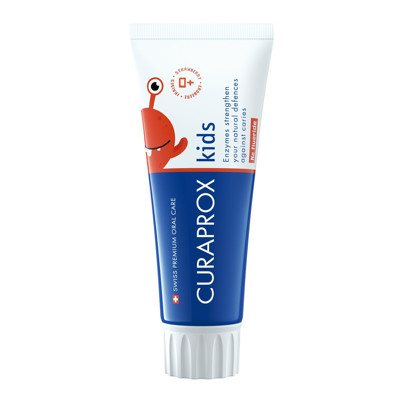 CURAPROX KIDS, vaikiška dantų pasta be fluoro, braškių skonio, 0-2 metų, 60 ml