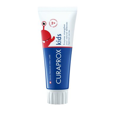 CURAPROX KIDS, vaikiška dantų pasta, braškių skonio, su fluoru, nuo 2 metų, 60 ml