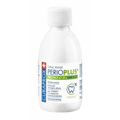 CURAPROX PERIOPLUS+, burnos skalavimo skystis su 0,12 % chlorheksidino, 200 ml
