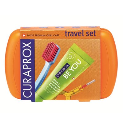 CURAPROX TRAVEL SET, kelioninis rinkinys, oranžinis