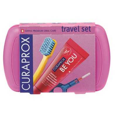 CURAPROX TRAVEL SET, kelioninis rinkinys, rožinis