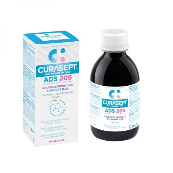 CURASEPT antibakterinis burnos skalavimo skystis su chlorheksidinu 0,05% ADS205, 200 ml