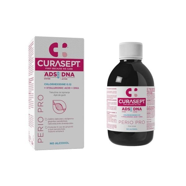 CURASEPT burnos skalavimo skystis su 0,12% CHK + hialuronas ADS PERIO PRO, 200 ml