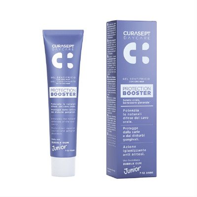 CURASEPT DAYCARE BOOSTER BUBBLE GUM JUNIOR, dantų pasta vaikams, 7-12 metų, 250ppm, 50 ml