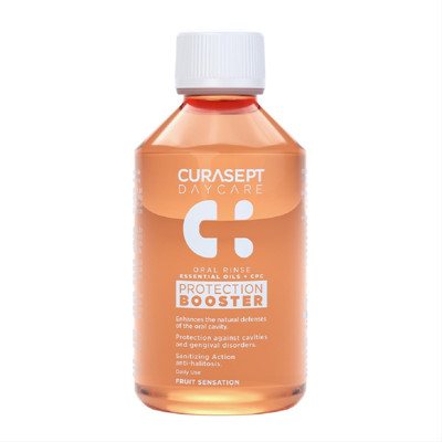CURASEPT DAYCARE BOOSTER FRUIT SENSATION, burnos skalavimo skystis, 250 ml