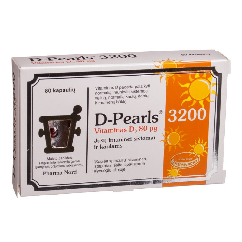D-PEARLS 3200 NATŪRALUS VITAMINAS D 80 MCG KAPSULĖS, N80