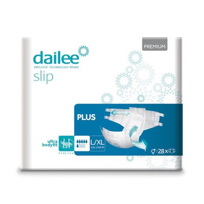 DAILEE SLIP sauskelnės PREMIUM PLUS L/XL, 120-, 28 vnt., 170 cm