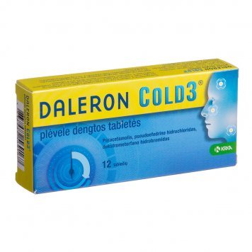 DALERON Cold 3 325 mg/30 mg/15 mg plėvele dengtos tabletės N12