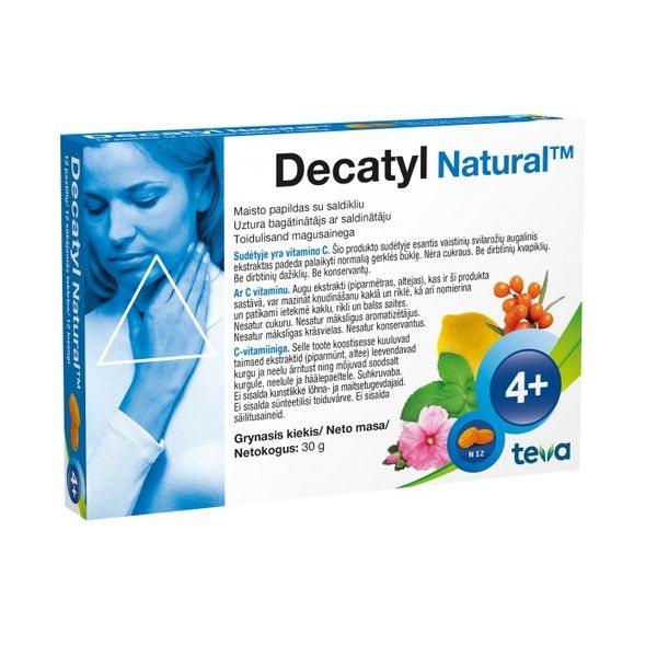 DECATYL maisto papildas NATURAL, 12 pastilių