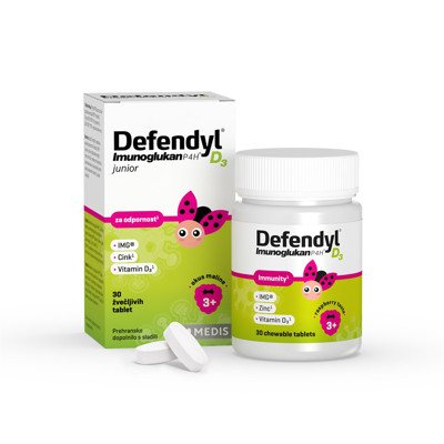DEFENDYL-IMUNOGLUKAN P4H D3 JUNIOR, 30 kramtomųjų tablečių