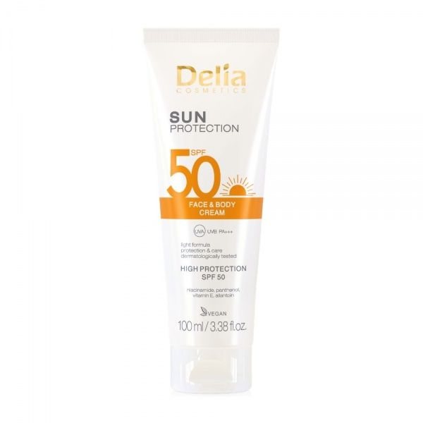 DELIA apsauginis veido ir kūno kremas SUN PROTECTION, SPF50, 100 ml
