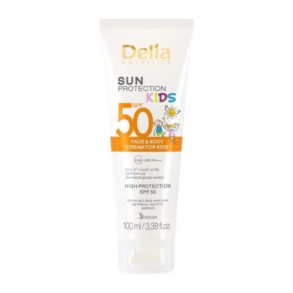 DELIA apsauginis veido ir kūno kremas vaikams SUN PROTECTION, SPF50, 100 ml