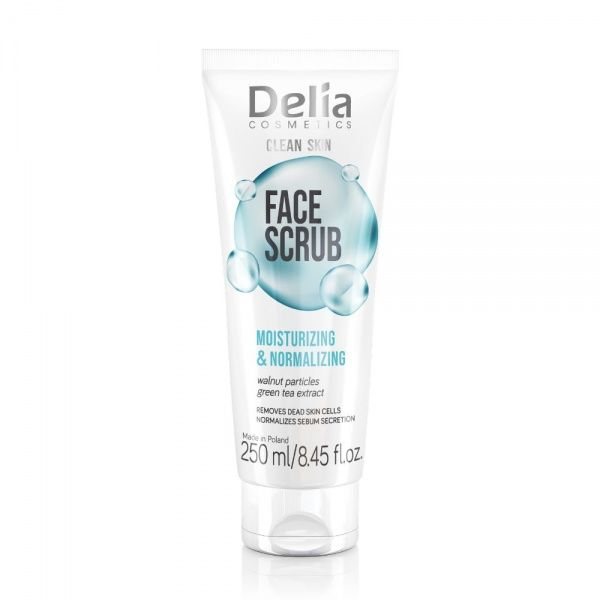 DELIA drėkinamasis veido šveitiklis CLEAN SKIN MOISTURIZING AND NORMALIZING, 250 ml