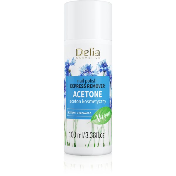 DELIA nagų lako valiklis EXPRESS REMOVER 100% ACETONE, 100 ml