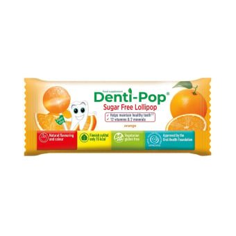 DENTI-POP apelsinų skonio ledinukas be cukraus su vitaminais ir mineralais N1