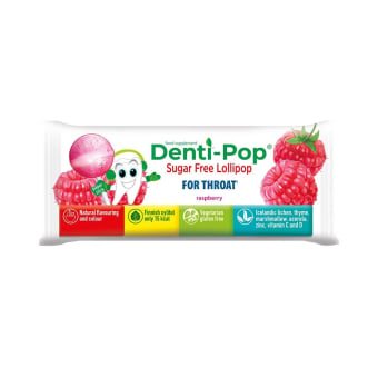 DENTI-POP ledinukas gerklei, aviečių skonio, 1 vnt