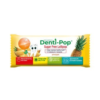 DENTI-POP ledinukas su 12 vitaminų ir 2 mineralais, ananasų skonio, 1 vnt