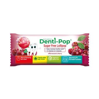 DENTI-POP ledinukas su 12 vitaminų ir 2 mineralais, vyšnių skonio, 1 vnt