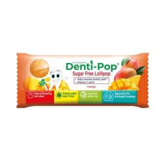 DENTI-POP ledinukas su vitaminais C ir D, mangų skonio, 1 vnt