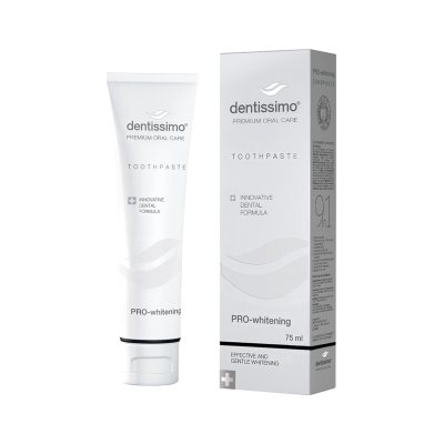 DENTISSIMO balinamoji dantų pasta PRO-WHITENING, 75 ml
