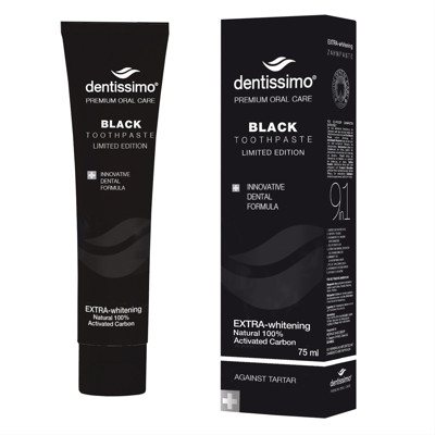 DENTISSIMO EXTRA - WHITENING, juoda dantų pasta, 75 ml