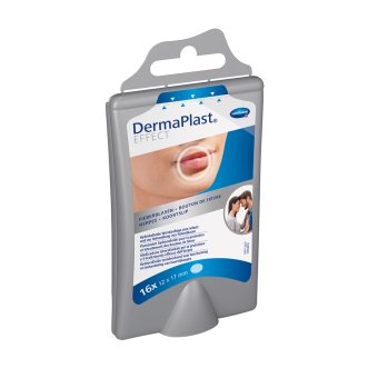 DERMAPLAST pleistras nuo lūpų pūslelinės EFFECT COLD, 16 vnt., 17 x 12 mm