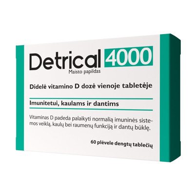 DETRICAL 4000 IU, 60 plėvele dengtų tablečių