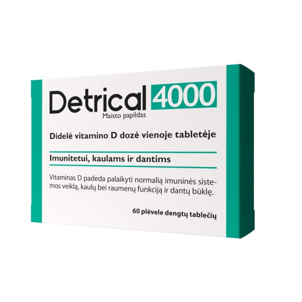 DETRICAL maisto papildas VITAMINAS D3 4000 TV, 60 tab.
