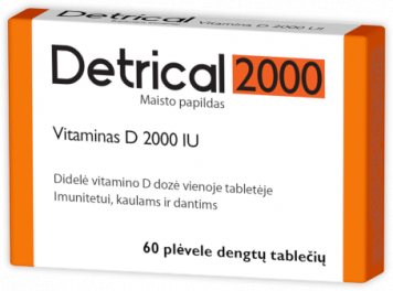 DETRICAL (vit. D) 2000 IU plėvele dengtos tabletės N60