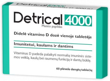 DETRICAL (vit. D) 4000 IU plėvele dengtos tabletės N60